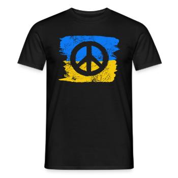Signe de paix devant le drapeau ukrainien - T-shirt homme - noir - Devant - AI Model Male 178 light (178cm)