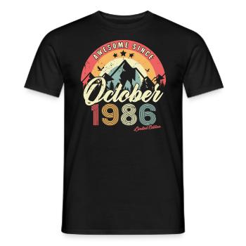 Cadeau D'anniversaire En Octobre 1986 Vintage - T-shirt homme - noir - Devant - AI Model Male 178 light (178cm)
