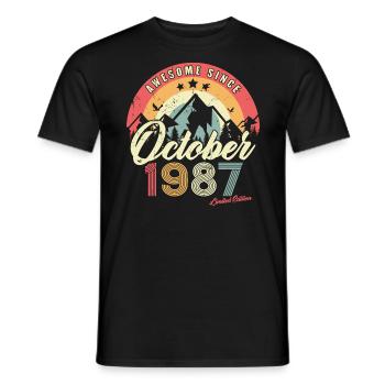 Cadeau D'anniversaire En Octobre 1987 Vintage - T-shirt homme - noir - Devant - AI Model Male 178 light (178cm)