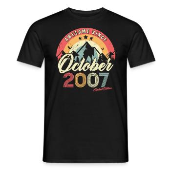 Birthday Gift In October 2007 Vintage - Men's T-Shirt - black - Front - AI Model Male 178 light (178cm)