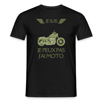Je Suis Je Peux Pas J'ai Moto Personnalisé - T-shirt homme - noir - Devant - AI Model Male 178 light (178cm)