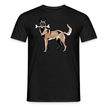 Malinois Schäferhund mit Knochen - Männer T-Shirt - Schwarz - Vorne - AI Model Male 178 light (178cm)