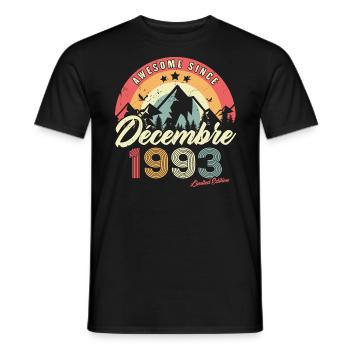 Cadeau D'anniversaire En Décembre 1993 Vintage - T-shirt homme - noir - Devant - AI Model Male 178 light (178cm)