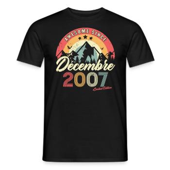 Cadeau D'anniversaire En Décembre 2007 Vintage - T-shirt homme - noir - Devant - AI Model Male 178 light (178cm)