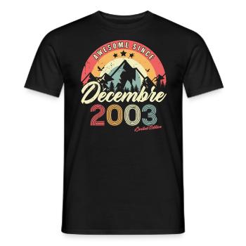 Cadeau D'anniversaire En Décembre 2003 Vintage - T-shirt homme - noir - Devant - AI Model Male 178 light (178cm)