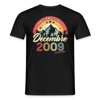 Cadeau D'anniversaire En Décembre 2009 Vintage - T-shirt homme - noir - Devant - AI Model Male 178 light (178cm)