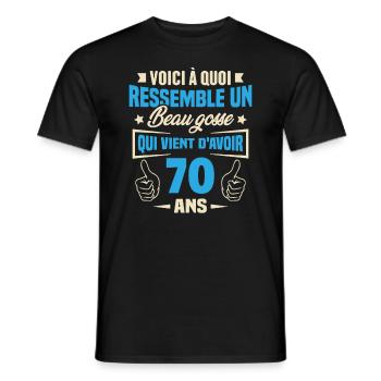 Cadeau Voici à Quoi Ressemble Un Beau Gosse 70 ans - T-shirt homme - noir - Devant - AI Model Male 178 light (178cm)