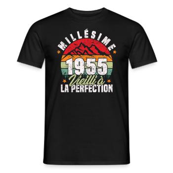 Millésime 1955, Cadeau D'anniversaire Vintage 1955 - T-shirt homme - noir - Devant - AI Model Male 178 light (178cm)