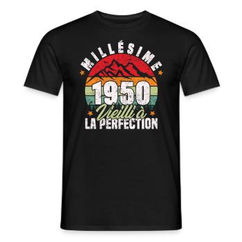Millésime 1950, Cadeau D'anniversaire Vintage 1950 - T-shirt homme - noir - Devant - AI Model Male 178 light (178cm)