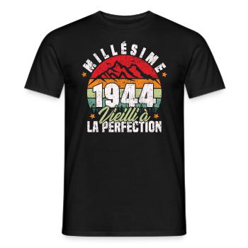 Millésime 1944, Cadeau D'anniversaire Vintage 1944 - T-shirt homme - noir - Devant - AI Model Male 178 light (178cm)