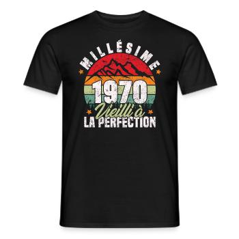 Millésime 1970, Cadeau D'anniversaire Vintage 1970 - T-shirt homme - noir - Devant - AI Model Male 178 light (178cm)