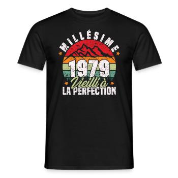 Millésime 1979, Cadeau D'anniversaire Vintage 1979 - T-shirt homme - noir - Devant - AI Model Male 178 light (178cm)