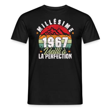 Millésime 1967, Cadeau D'anniversaire Vintage 1967 - T-shirt homme - noir - Devant - AI Model Male 178 light (178cm)