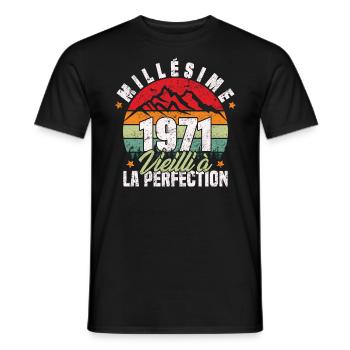 Millésime 1971, Cadeau D'anniversaire Vintage 1971 - T-shirt homme - noir - Devant - AI Model Male 178 light (178cm)