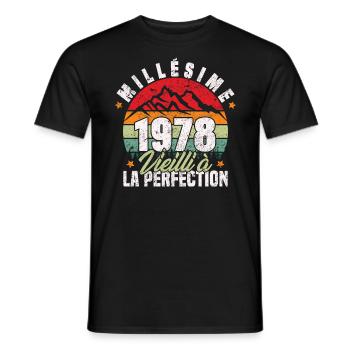 Millésime 1978, Cadeau D'anniversaire Vintage 1978 - T-shirt homme - noir - Devant - AI Model Male 178 light (178cm)
