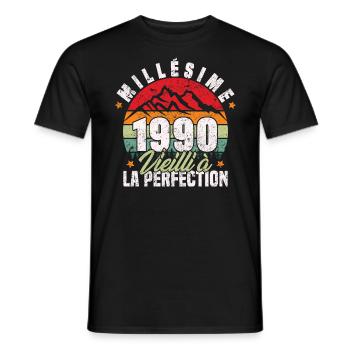 Millésime 1990, Cadeau D'anniversaire Vintage 1990 - T-shirt homme - noir - Devant - AI Model Male 178 light (178cm)