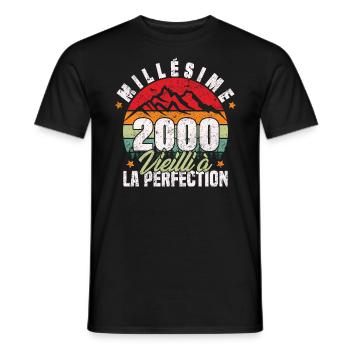 Millésime 2000, Cadeau D'anniversaire Vintage 2000 - T-shirt homme - noir - Devant - AI Model Male 178 light (178cm)