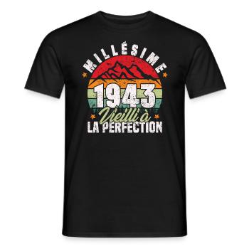Millésime 1943, Cadeau D'anniversaire Vintage 1943 - T-shirt homme - noir - Devant - AI Model Male 178 light (178cm)