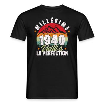 Millésime 1940, Cadeau D'anniversaire Vintage 1940 - T-shirt homme - noir - Devant - AI Model Male 178 light (178cm)
