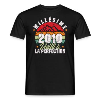 Millésime 2010, Cadeau D'anniversaire Vintage 2010 - T-shirt homme - noir - Devant - AI Model Male 178 light (178cm)