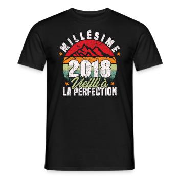 Millésime 2018, Cadeau D'anniversaire Vintage 2018 - T-shirt homme - noir - Devant - AI Model Male 178 light (178cm)
