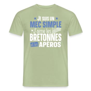 Bretonne Apéro Bretagne Cadeau Alcool T-shirt Mug - T-shirt homme - vert sauge - Devant - AI Model Male 178 light (178cm)