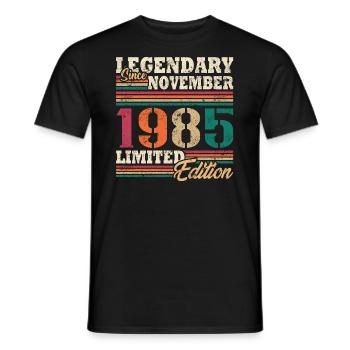 Légendaire novembre 1985 édition limitée - T-shirt homme - noir - Devant - AI Model Male 178 light (178cm)