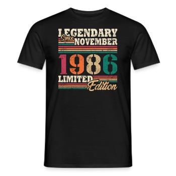 Légendaire novembre 1986 édition limitée - T-shirt homme - noir - Devant - AI Model Male 178 light (178cm)