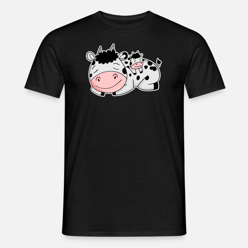 Vache avec bébé vache - T-shirt homme - noir