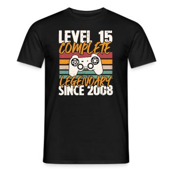 Birthday Gift, Level 15 Complete 2008 - Men's T-Shirt - black - Front - AI Model Male 178 light (178cm)