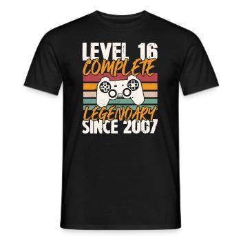 Geburtstagsgeschenk, Level 16 Complete 2007 - Männer T-Shirt - Schwarz - Vorne - AI Model Male 178 light (178cm)