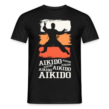 Aïkido Arts Martiaux Arts Martiaux Combattant Vintage Rétro - T-shirt homme - noir - Devant - AI Model Male 178 light (178cm)