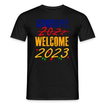 Goodbye 2022 Welcome 2023 - Neujahr / Silvester - Männer T-Shirt - Schwarz - Vorne - AI Model Male 178 light (178cm)