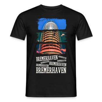 Bremerhaven Allemagne City Skyline Vintage - T-shirt homme - noir - Devant - AI Model Male 178 light (178cm)