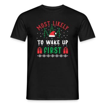 Most Likely To Wake Up First - Christmas - Men's T-Shirt - black - Front - AI Model Male 178 light (178cm)
