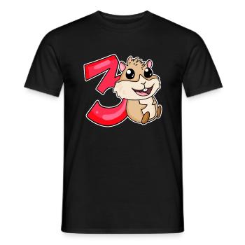 3 ans - 3 anniversaires avec motif animal - T-shirt homme - noir - Devant - AI Model Male 178 light (178cm)