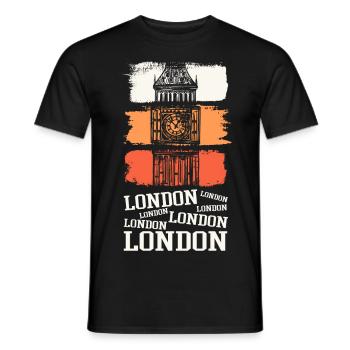 London England UK City Skyline Vintage Retro - Men's T-Shirt - black - Front - AI Model Male 178 light (178cm)