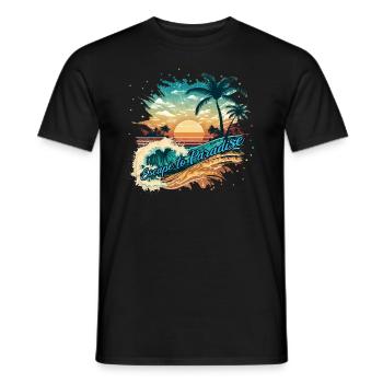 Tropical surf beach Escape to Paradise - Men's T-Shirt - black - Front - AI Model Male 178 light (178cm)