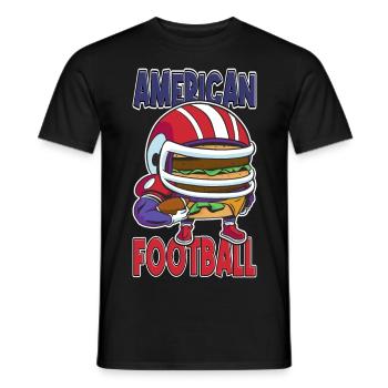 Joueur de burger de football américain Fan de dessin animé - T-shirt homme - noir - Devant - AI Model Male 178 light (178cm)