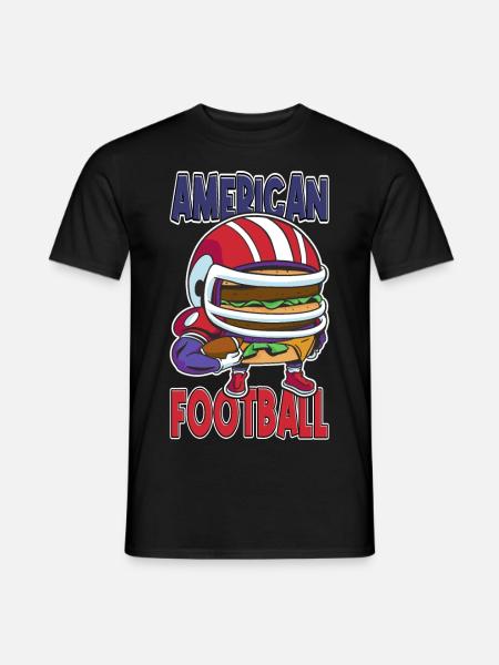 American Football Burger Spieler Cartoon Fan - Männer T-Shirt - Schwarz