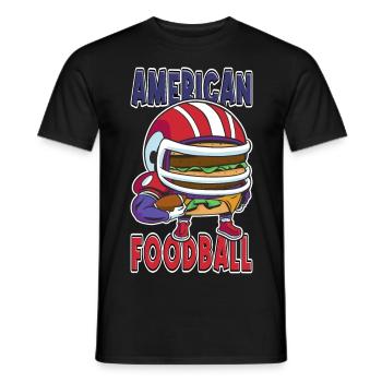 Joueur de burger de football américain Fan de dessin animé - T-shirt homme - noir - Devant - AI Model Male 178 light (178cm)