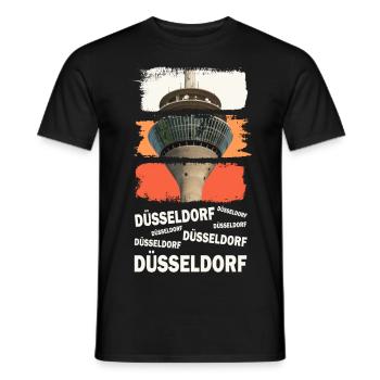 Düsseldorf Allemagne City Skyline Vintage Retro - T-shirt homme - noir - Devant - AI Model Male 178 light (178cm)