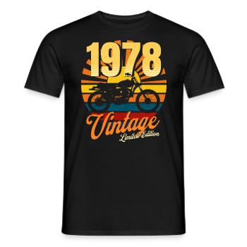 Motorcycle born in 1978 birthday 45 years biker - Men's T-Shirt - black - Front - AI Model Male 178 light (178cm)