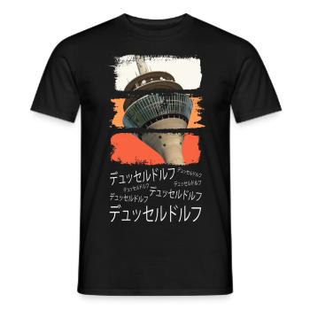 Düsseldorf Japan Stadt Skyline Vintage Retro - Männer T-Shirt - Schwarz - Vorne - AI Model Male 178 light (178cm)
