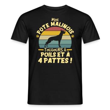 Style Vintage Chien De Compagnie Malinois Humour - T-shirt homme - noir - Devant - AI Model Male 178 light (178cm)