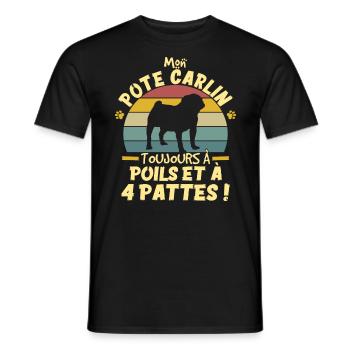 Style Vintage Chien De Compagnie Carlin Humour - T-shirt homme - noir - Devant - AI Model Male 178 light (178cm)