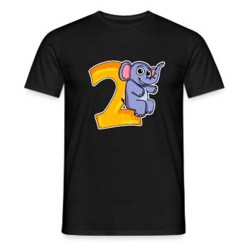 2 Years Old - 2nd Birthday with Animal Motif - Men's T-Shirt - black - Front - AI Model Male 178 light (178cm)