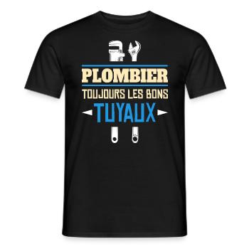 Toujours Les Bons Tuyaux - Humour Plombier - T-shirt homme - noir - Devant - AI Model Male 178 light (178cm)