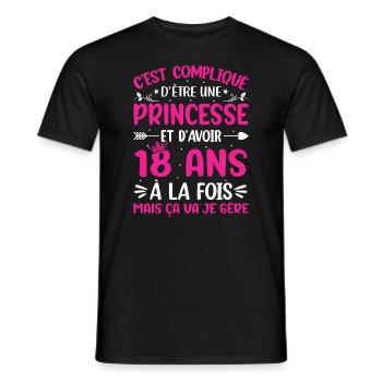 Une princesse et d'avoir 18 ans - T-shirt homme - noir - Devant - AI Model Male 178 light (178cm)