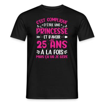 Une princesse et d'avoir 25 ans - T-shirt homme - noir - Devant - AI Model Male 178 light (178cm)
